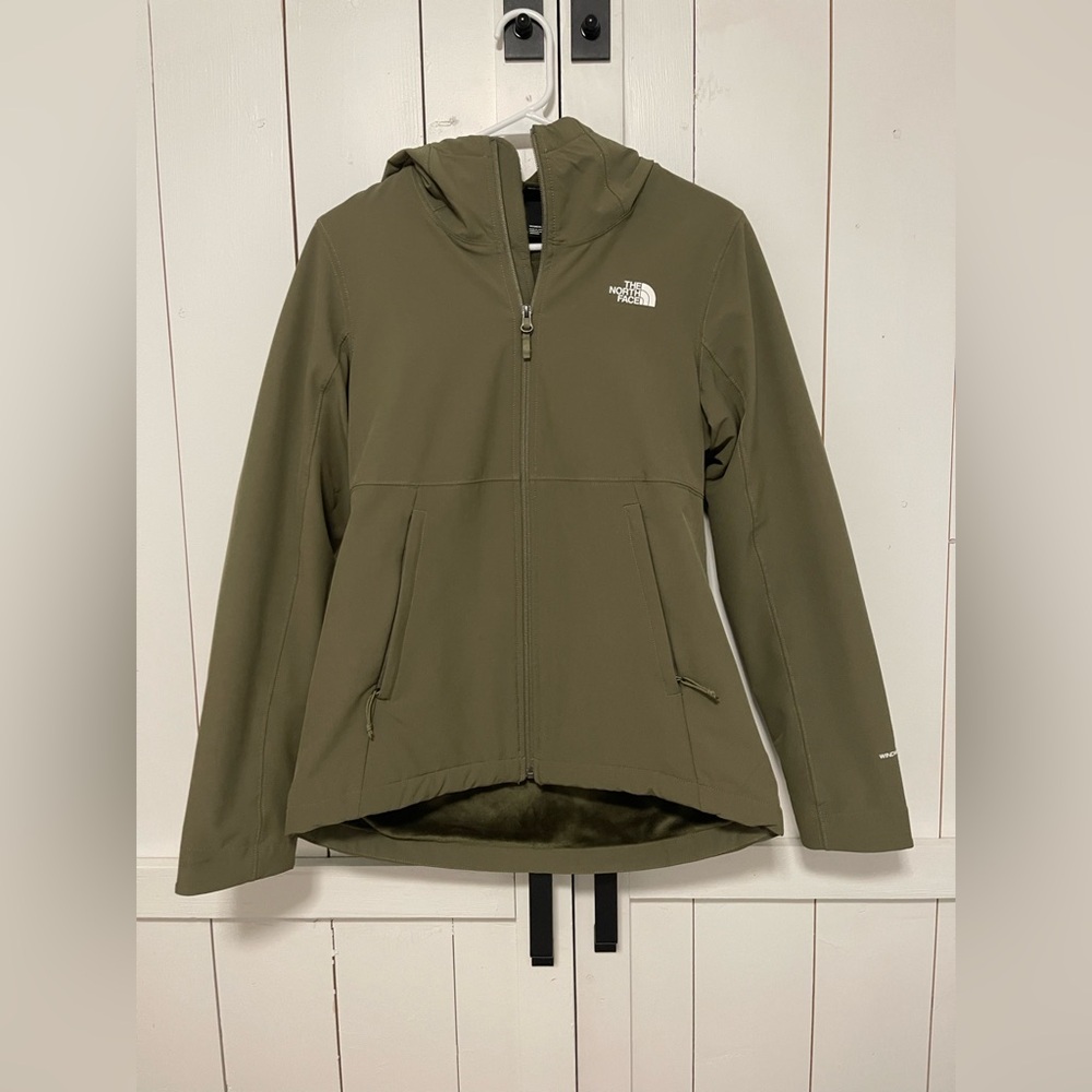 The North Face Olive Green Hooded Softshell Jacket for Women